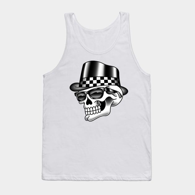 American Traditional Checkered Skull Tank Top by OldSalt